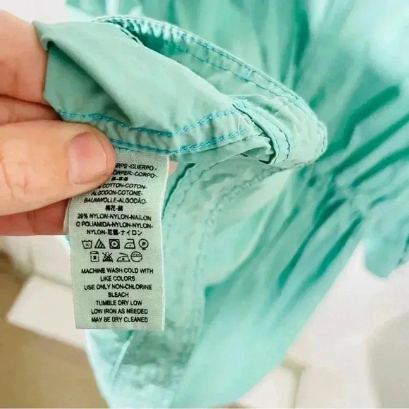 Free People Poplin Lace Pullover Jacket Sky Teal Rain Anorak Boho Outerwear - Picture 7 of 9